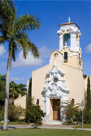 Historic Congregational Church, Coral Gables, Miami, Florida, United States of America, North America Foto de stock - Direito Controlado, Número: 841-06343003