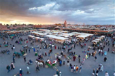 Elevated view over the Djemaa el-Fna, Marrakech (Marrakesh), Morocco, North Africa, Africa Stock Photo - Rights-Managed, Code: 841-06343092