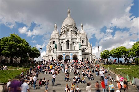 sacre coeur dome stairs - Basilique du Sacre Coeur, Montmartre, Paris, France, Europe Stock Photo - Rights-Managed, Code: 841-06343136