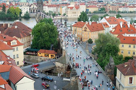 passerelle - Pont Charles, patrimoine mondial UNESCO, Prague, République tchèque, Europe Photographie de stock - Rights-Managed, Code: 841-06343151