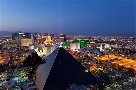 Elevated view of casinos on The Strip, Las Vegas, Nevada, United States of America, North America Stock Photo - Rights-Managed, Code: 841-06343170