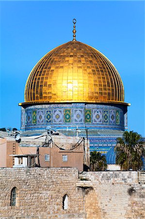 dome of rock - Dome of the Rock above the Western Wall Plaza, Old City, UNESCO World Heritage Site, Jerusalem, Israel, Middle East Stock Photo - Rights-Managed, Code: 841-06343234