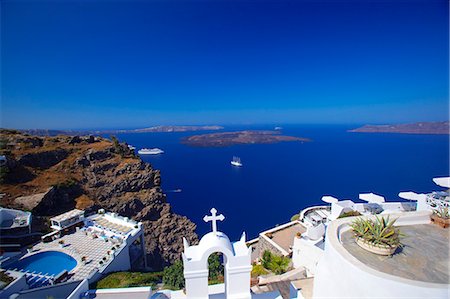 View of caldera from Imerovigli, Santorini, Cyclades, Greek Islands, Greece, Europe Stock Photo - Rights-Managed, Code: 841-06343297