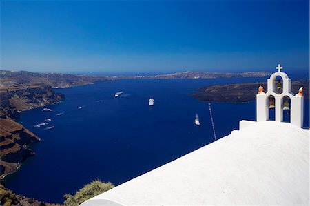 View of caldera from Imerovigli, Santorini, Cyclades, Greek Islands, Greece, Europe Foto de stock - Direito Controlado, Número: 841-06343299