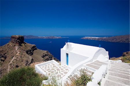 Church at Imerovigli, Santorini, Cyclades, Greek Islands, Greece, Europe Foto de stock - Direito Controlado, Número: 841-06343310