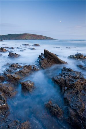 simsearch:841-06343482,k - Moon rise over Wembury Bay in South Devon, England, United Kingdom, Europe Fotografie stock - Rights-Managed, Codice: 841-06343398