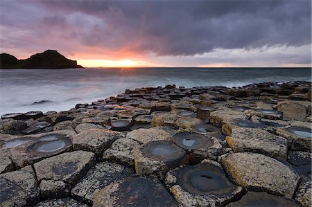 simsearch:841-08860840,k - Sunset over the Giants Causeway, UNESCO World Heritage Site, County Antrim, Northern Ireland, United Kingdom, Europe Stock Photo - Rights-Managed, Code: 841-06343411