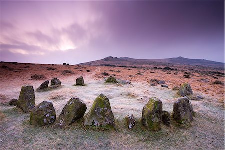 stones isolated - Stone circle cairn on Dartmoor, known as both the Nine Maidens and the Seventeen Brothers, Belstone Common, Dartmoor National Park, Devon, England, United Kingdom, Europe Stock Photo - Rights-Managed, Code: 841-06343450