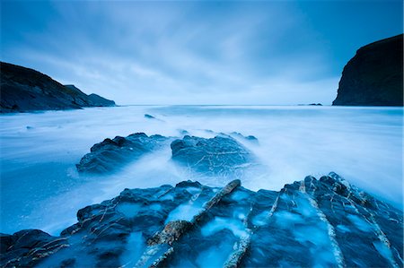 simsearch:841-05785078,k - Long exposure at twilight on Crackington Haven beach on North Cornwall, England, United Kingdom, Europe Stock Photo - Rights-Managed, Code: 841-06343461