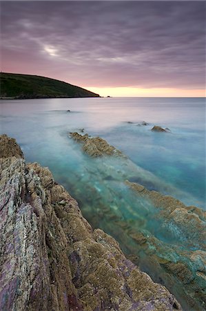 simsearch:841-06445759,k - Lueur aube Talland Bay, sud des Cornouailles, en Angleterre, France, Europe Photographie de stock - Rights-Managed, Code: 841-06343535