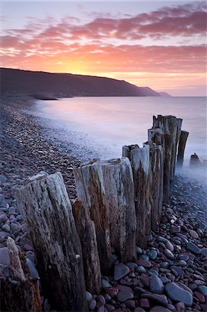 Sunset over Bossington Beach, Exmoor, Somerset, England, United Kingdom, Europe Foto de stock - Con derechos protegidos, Código: 841-06343639