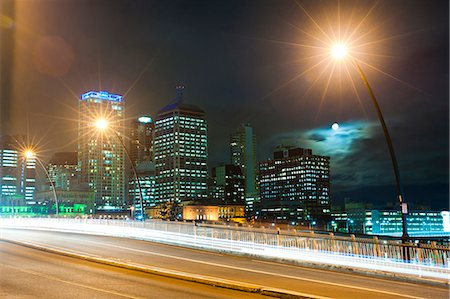 road with city - Light trails at night on the bridge from Brisbane city centre to South Bank, Brisbane, Queensland, Australia, Pacific Stock Photo - Rights-Managed, Code: 841-06444947