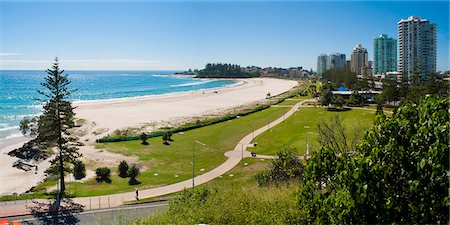 panorama and city - Coolangatta Beach and town panoramic, Gold Coast, Queensland, Australia, Pacifc Stock Photo - Rights-Managed, Code: 841-06444961