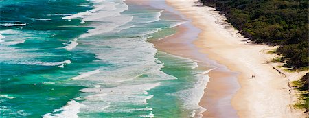 Panoramic photo of surfers heading out to surf on Tallow Beach at Cape Byron Bay, New South Wales, Australia, Pacific Foto de stock - Con derechos protegidos, Código: 841-06445133