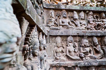 Bas relief stone carvings at the Terrace of the Leper King, Angkor Thom, UNESCO World Heritage Site, Siem Reap Province, Cambodia, Indochina, Southeast Asia, Asia Foto de stock - Con derechos protegidos, Código: 841-06445205