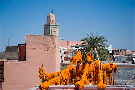 Brightly coloured wool hanging to dry in the dyers souk, Marrakech, Morocco, North Africa, Africa Stock Photo - Rights-Managed, Code: 841-06445527