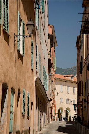 A narrow street in the Terra Nova section of Bastia in nothern Corsica, France, Europe Stock Photo - Rights-Managed, Code: 841-06445551