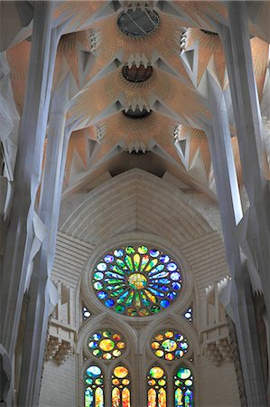 Intérieur du Temple de Sagrada Familia, Barcelone, Catalogne, Espagne, Europe Photographie de stock - Rights-Managed, Code: 841-06445638