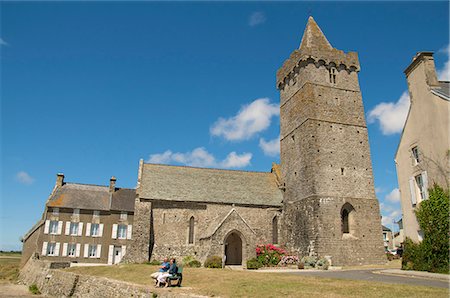 Notre Dame church dating from the 15th century, Port Bail, Cotentin, Normandy, France, Europe Foto de stock - Con derechos protegidos, Código: 841-06445976