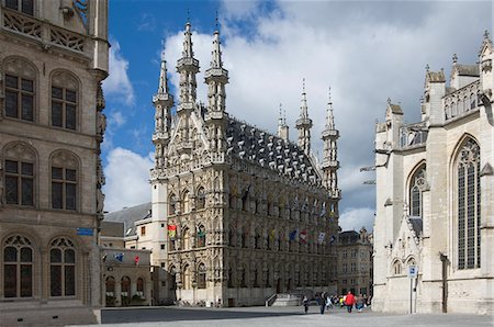 L'hôtel de ville gothique tardif du XVe siècle dans la Grote Markt, Leuven, Belgique, Europe Photographie de stock - Rights-Managed, Code: 841-06446275