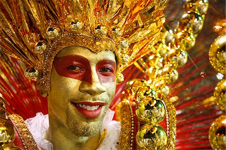 facial decoration - Carnival parade at the Sambodrome, Rio de Janeiro, Brazil, South America Foto de stock - Con derechos protegidos, Código: 841-06446347