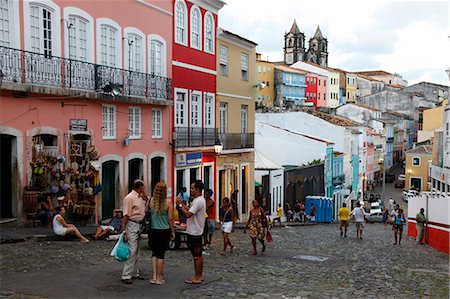 simsearch:841-06446386,k - Cobbled streets and colonial architecture, Largo de Pelourinho, Salvador, Bahia, Brazil, South America Stock Photo - Rights-Managed, Code: 841-06446391