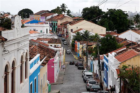 pernambuco - Street scene with colorful houses, Olinda, UNESCO World Heritage Site, Pernambuco, Brazil, South America Foto de stock - Con derechos protegidos, Código: 841-06446505