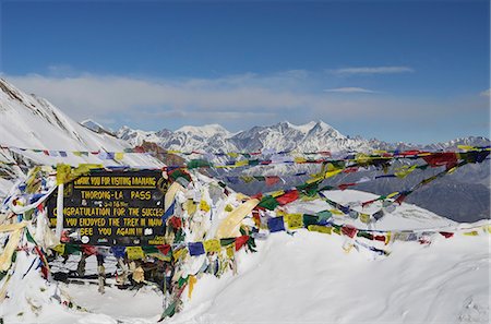 Thorong La (Thorung La), a pass at 5416m, Annapurna Conservation Area, Gandaki, Western Region (Pashchimanchal), Nepal, Himalayas. Asia Stock Photo - Rights-Managed, Code: 841-06446572