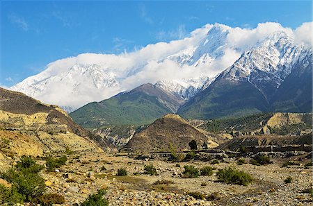 dhaulagiri tukuche - Nilgiri, à partir de Jomsom, Annapurna Conservation Area, District de Mustang, Dhawalagiri (Dhaulagiri), région de l'Ouest (Pashchimanchal), Népal, Himalaya, Asie Photographie de stock - Rights-Managed, Code: 841-06446585