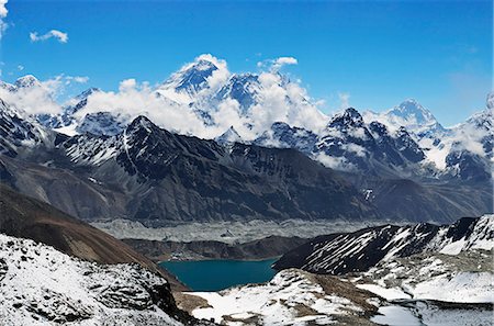 View from Renjo Pass of Mount Everest, Everest Himalayan Range and Gokyo Lake, Sagarmatha National Park, UNESCO World Heritage Site, Solukhumbu District, Sagarmatha, Eastern Region (Purwanchal), Nepal, Himalayas, Asia Foto de stock - Con derechos protegidos, Código: 841-06446616