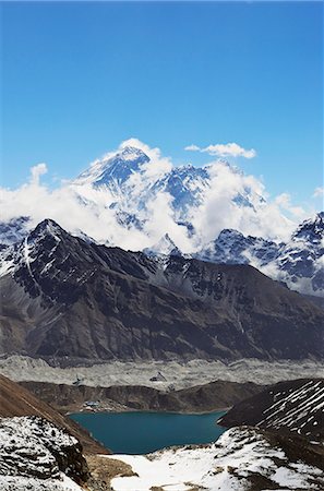 View from Renjo Pass of Mount Everest, Everest Himalayan Range and Gokyo Lake, Sagarmatha National Park, UNESCO World Heritage Site, Solukhumbu District, Sagarmatha, Eastern Region (Purwanchal), Nepal, Himalayas, Asia Stock Photo - Rights-Managed, Code: 841-06446617