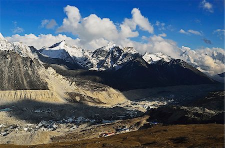 Khumbu Glacier and Gorak Shep seen from Kala Patthar, Sagarmatha National Park, UNESCO World Heritage Site, Solukhumbu District, Sagarmatha, Eastern Region (Purwanchal), Nepal, Himalayas, Asia Foto de stock - Con derechos protegidos, Código: 841-06446623
