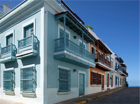 street color buildings - La ville coloniale, de San Juan, Porto Rico, Antilles, Caraïbes, États-Unis d'Amérique, l'Amérique centrale Photographie de stock - Rights-Managed, Code: 841-06447000