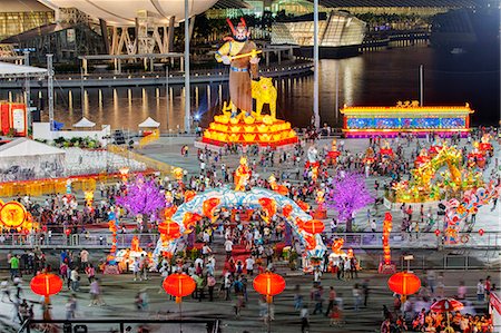 singapore night - River Hongbao decorations for Chinese New Year celebrations at Marina Bay, Singapore, Southeast Asia, Asia Stock Photo - Rights-Managed, Code: 841-06447225