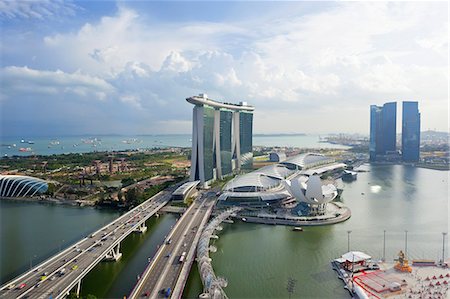 singapore nobody - The Helix Bridge and Marina Bay Sands Singapore, Marina Bay, Singapore, Southeast Asia, Asia Stock Photo - Rights-Managed, Code: 841-06447226