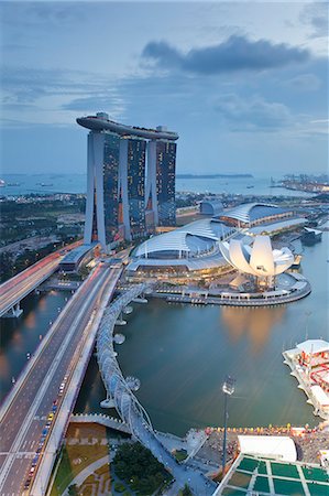state capital (city) - The Helix Bridge and Marina Bay Sands Singapore, Marina Bay, Singapore, Southeast Asia, Asia Stock Photo - Rights-Managed, Code: 841-06447227