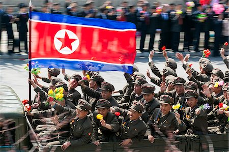 parade patriotic - Military parade during street celebrations on the 100th anniversary of the birth of President Kim Il Sung, April 15th 2012, Pyongyang, Democratic People's Republic of Korea (DPRK), North Korea, Asia Stock Photo - Rights-Managed, Code: 841-06447268