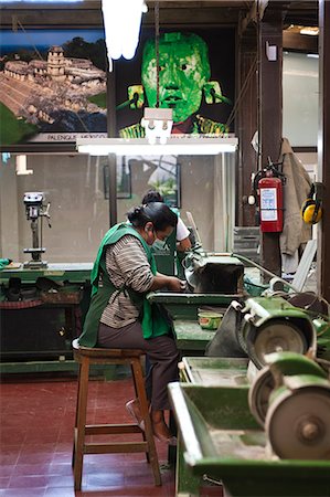 simsearch:841-06445627,k - Workers polishing jade at the Casa del Jade (Jade House) Factory and Museum, Antigua, Guatemala, Central America Stock Photo - Rights-Managed, Code: 841-06447311