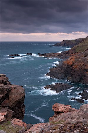 simsearch:841-08438628,k - The Cornish coast at Trewellard Zawn looking towards Pendeen Lighthouse, Cornwall, England, United Kingdom, Europe Stock Photo - Rights-Managed, Code: 841-06447537