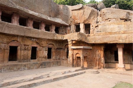 photographs of ancient india - Ranigumpha, grottes cave numéro 1 de Udayagiri, richement sculpté, autrefois utilisée comme la rencontre des moines de Jain, Bhubaneswar, Orissa, Inde, Asie Photographie de stock - Rights-Managed, Code: 841-06447774