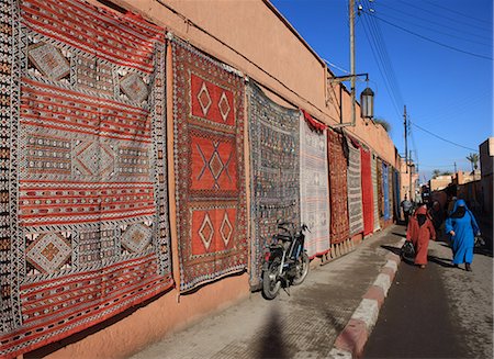 street walls - Carpets for sale in the street, Marrakech, Morocco, North Africa, Africa Stock Photo - Rights-Managed, Code: 841-06447847