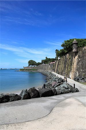 san juan puerto rico travel - Old City Wall, UNESCO World Heritage Site, Old San Juan, San Juan, Puerto Rico, West Indies, Caribbean, United States of America, Central America Stock Photo - Rights-Managed, Code: 841-06447915