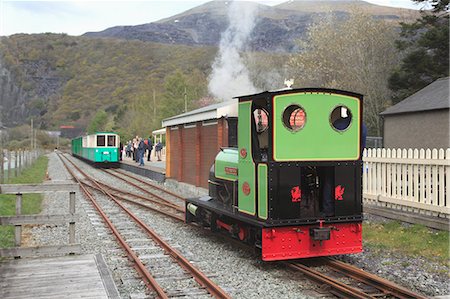 snowdonia - Lake Railway, Station, Llanberis, Gwynedd, Snowdonia, North Wales, Wales, United Kingdom, Europe Foto de stock - Con derechos protegidos, Código: 841-06447957