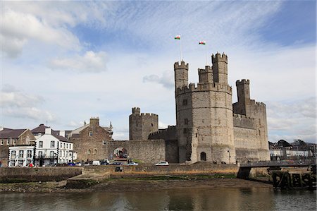 fortified castle - Caernarfon Castle, UNESCO World Heritage Site, Caernarfon, Gwynedd, North Wales, Wales, United Kingdom, Europe Stock Photo - Rights-Managed, Code: 841-06447964