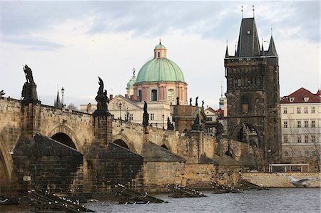 Karlsbrücke, UNESCO Weltkulturerbe und Moldau, Prag, Tschechische Republik, Europa Stockbilder - Lizenzpflichtiges, Bildnummer: 841-06448026