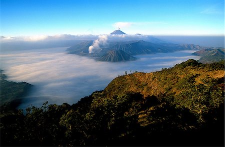 Caldeira and Bromo, 2329 m, and Semeru, 3676 m, two volcanoes on Java, Indonesia, Southeast Asia, Asia Stock Photo - Rights-Managed, Code: 841-06448054