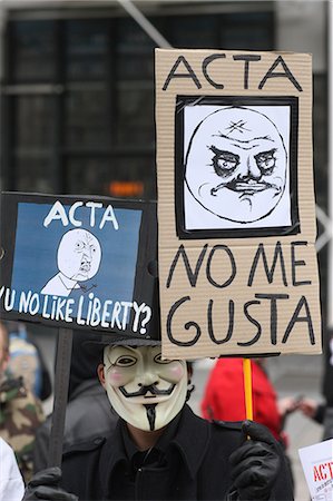 proteger - Stop ACTA Protestors march in Paris, France, Europe Stock Photo - Rights-Managed, Code: 841-06448079