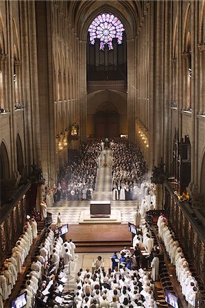 Cathédrale Notre Dame Nef, Paris, France, Europe Photographie de stock - Rights-Managed, Code: 841-06448148