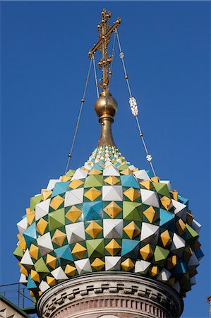 saviour on the spilt blood - Onion dome, Church of the Saviour on Spilled Blood (Church of Resurrection), UNESCO World Heritage Site, St. Petersburg, Russia, Europe Stock Photo - Rights-Managed, Code: 841-06448165