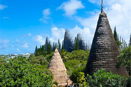 Tjibaou cultural center in Noumea, New Caledonia, Melanesia, South Pacific, Pacific Foto de stock - Direito Controlado, Número: 841-06448312